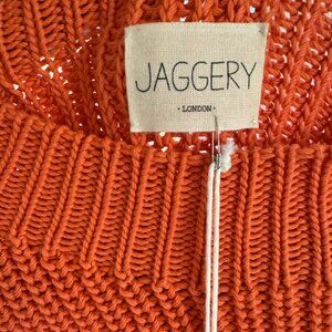 Jaggery London DELIA jumper / organic cotton / coral size 2 NWT